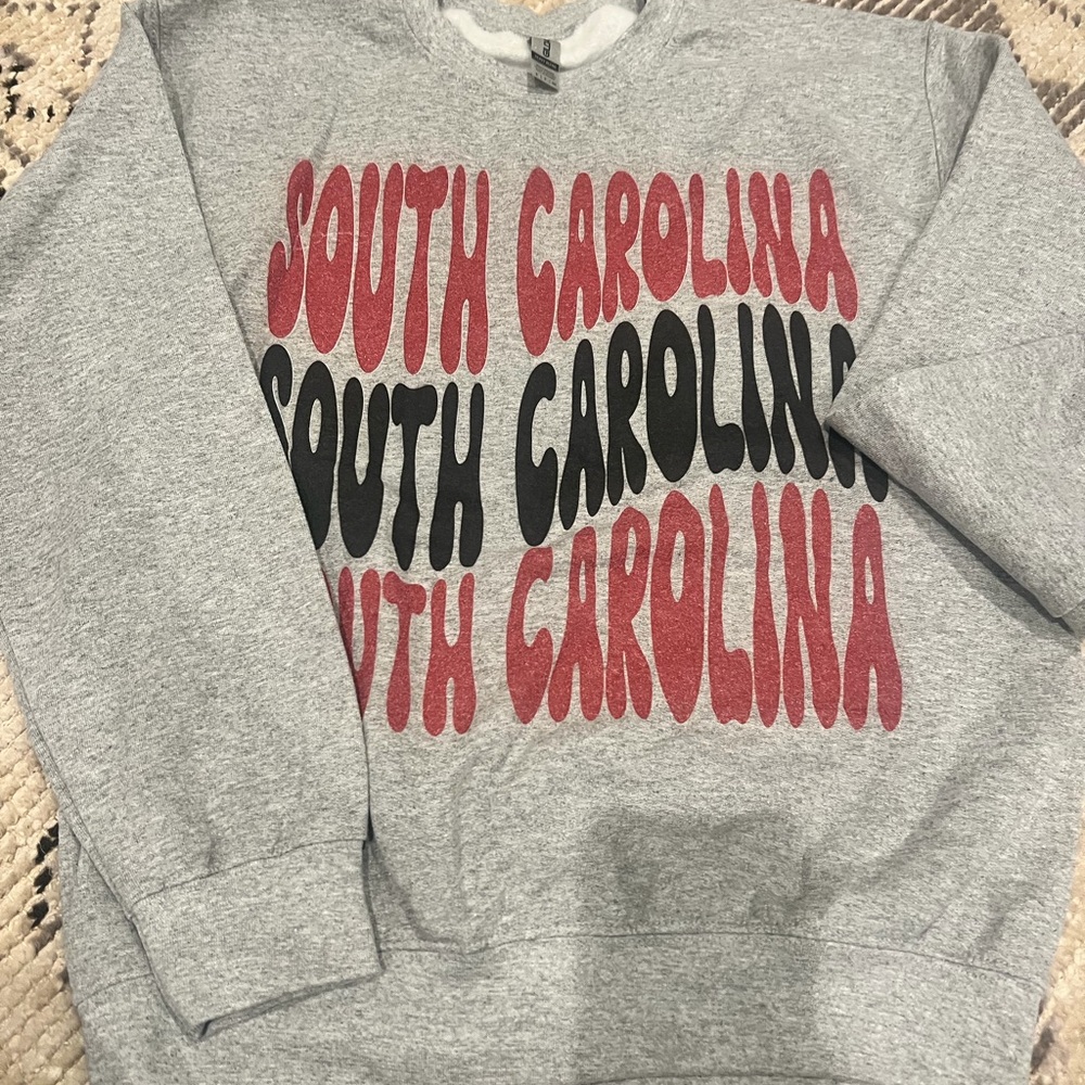 Gray and Red Graphic Sweater